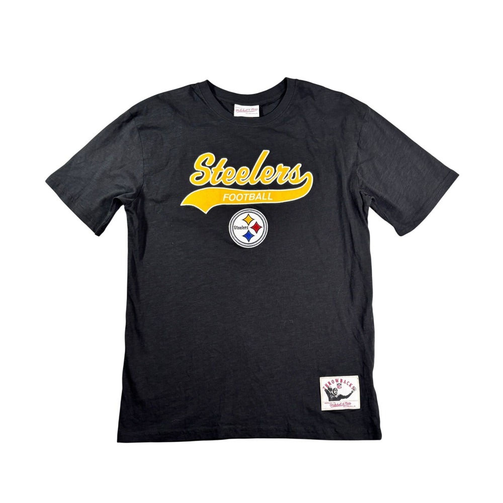 Mitchell & Ness Kids Pittsburgh Steelers Black Slub T-Shirt Size L 14/16 NWT